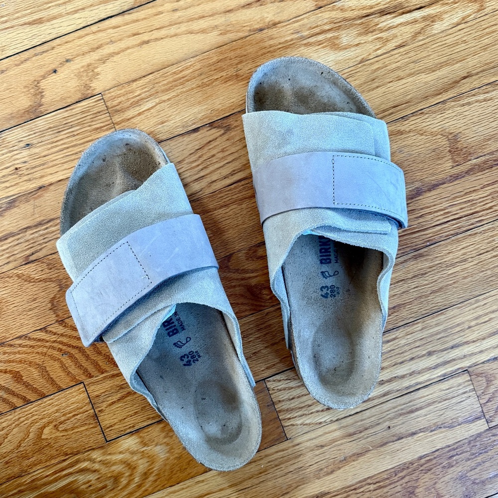 Birkenstock Kyoto Sandal • Nubuck-Suede Leather - Taupe • Size 43